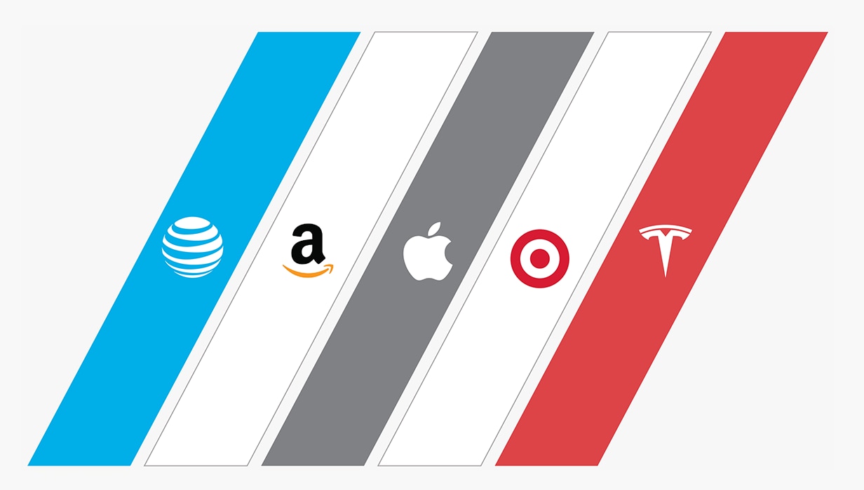 Stock slice image with various logos