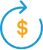 A dollar sign inside a partly closed circle icon